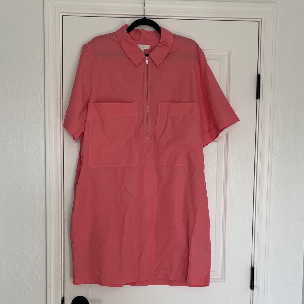 Cos Coral Pink Mini Dress With Zip Front